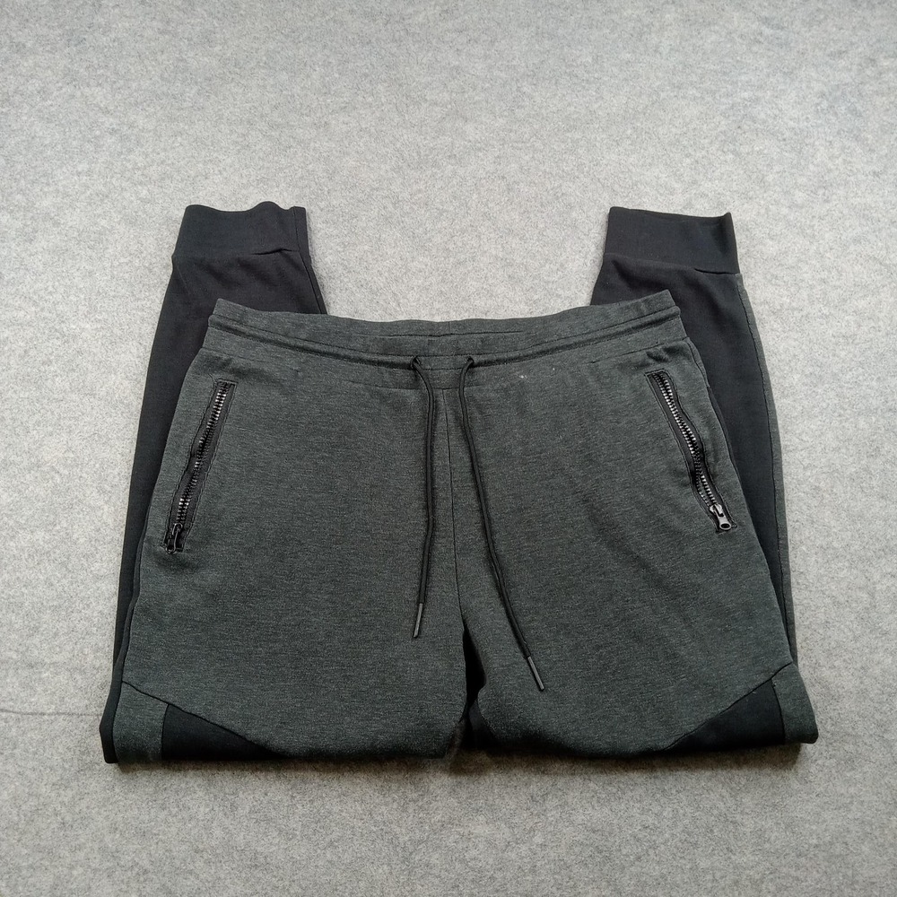 Express Pants Mens Large Gray Colorblock Joggers Zip Pockets Stretch Athletic